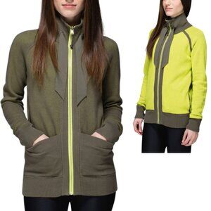 Lululemon Post Savasana Reversible Fatigue Green Antidote Sweater Zip-Up Jacket